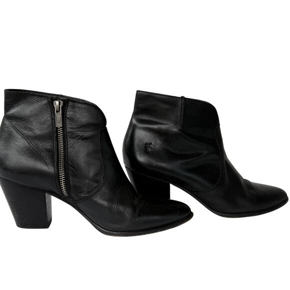 Frye Black Leather Ankle Boots – Women’s 7M, Side Zip, Block Heel - Picture 1 of 9